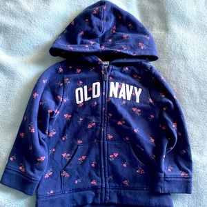 Old navy blue floral zip up hoodie
